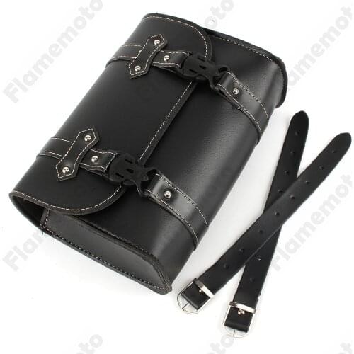 Black Motorcycle Decoration Saddlebags PU Leather Side Pouch Storage Bag Fork Cargo Tool Bag For Harley Bobber UNDEFINED