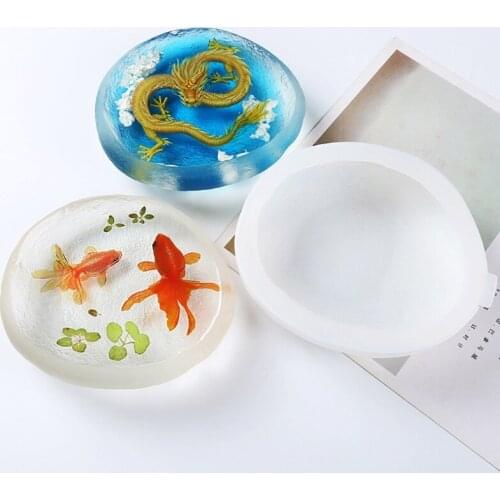 DIY Natural Stone Shape Resin Art Molds Vivid Goldfish Home Decor Ornament Molds F3MF