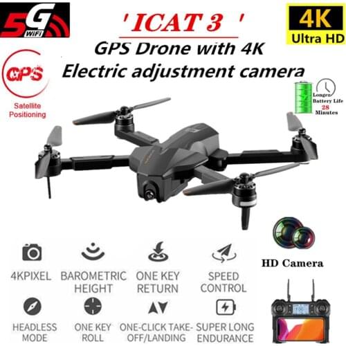 Professional ICAT3 Brushless GPS Drone Optical Flow Positioning Drone RC Folding Drone RC Helicopter Aircraft with 4K HD Camera