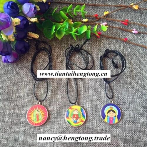 Epoxy baby Virgin Guadalupe pendant rosary necklace, religious rosary necklace pendant, religious charm rosary