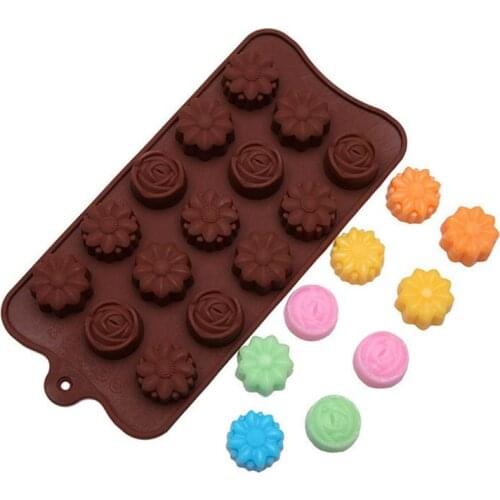 15 Holes Chocolate mould Cavity Silicone Flower Chocolate Cake Soap Mold Ice Trays DIY Baking Mould Cake Decorating Baking Tools