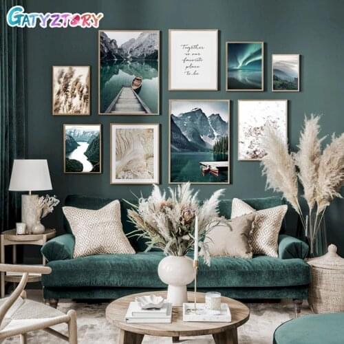 GATYZTORY DIY Painting By Numbers Landscape Picture On Canvas Lake Coloring By Numbers Acrylic Paints Home DecorModern Art