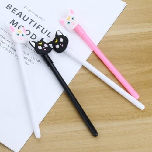50PCS Cartoon Creative Cute Moon Xiao Mao Gel Pens Black Sign Writing Supplies Student Stationery Prizes