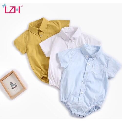 LZH 2021 Spring Summer Short Sleeve Newborn Baby Boys Clothes Thin Section Jumpsuit For Toddler Cotton Kids Romper Baby Bodysuit