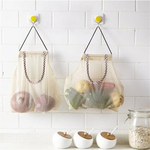Reusable Mesh Bag Fruit And Vegetable Storage Bag Kitchen Accessories Hanging Bag Kitchen Accessories