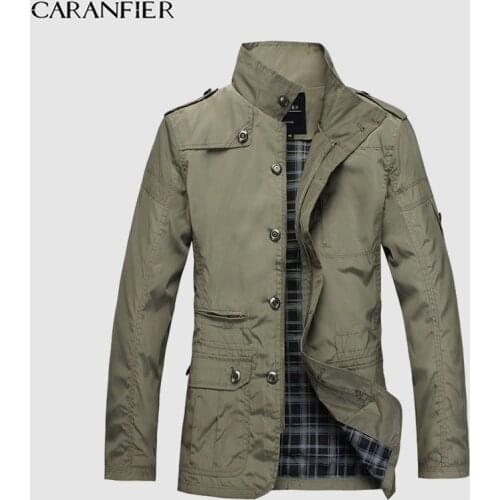 CARANFIER Mens Jackets Coats Fashion Thin Hot Sell High Quality Casual Windbreaker Autumn Male Slim Fit Turn-down Overcoats