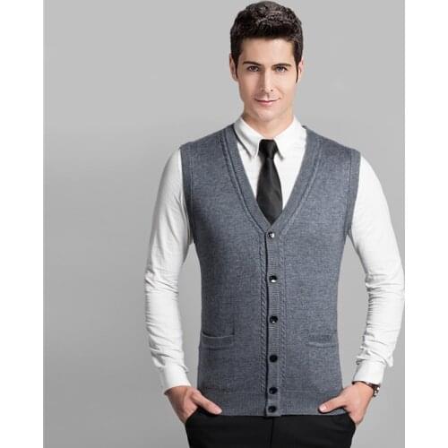 Male Sweater Vest Autumn Winter Wool Knitwear Coat Men Sleeveless Knit Cardigan With Buttons