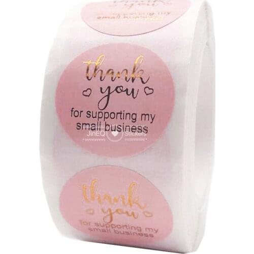 100-500pcs Gold Foil Thank You Stickers For Supporting Small Business Paper Label Sticer for Food, Smaple order, Envelope Seal