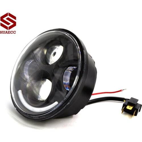 5.75" 5 3/4 LED Motorcycle Headlight with Halo Angel Eye DRL Headlamp for Harley Sportster Iron 883 1200 Dyna Street Bob Softail