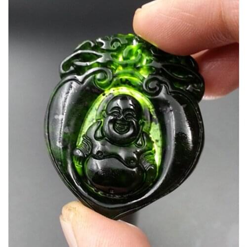 Natural hetian green jade pendant jade gift Buddha pendant necklace brand men women real jade jewelry