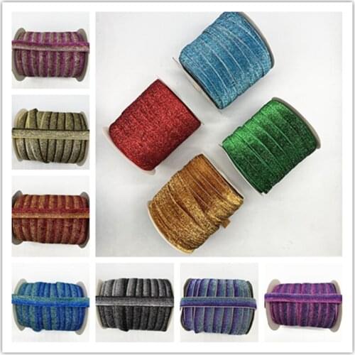 New 20mm Glitter Velvet Ribbon No Elastic Single Face Ribbon Headband Clips Bow Decoration