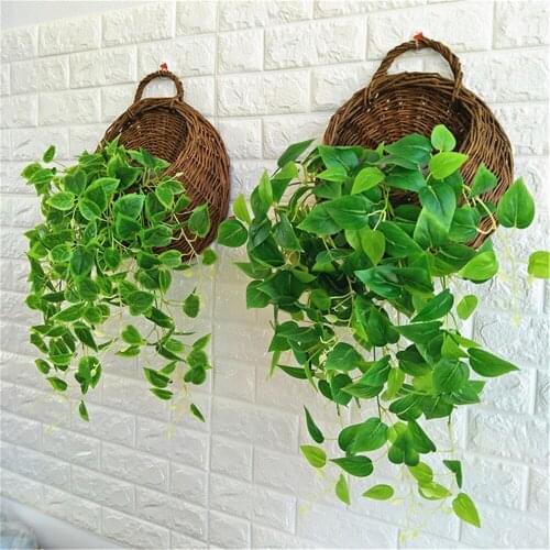 Flower Planter Wall Hanging Hand Made Wicker Rattam Basket Garden Decoration Vine Pot Indoor Plants Holder 4Colors Wicker Basket