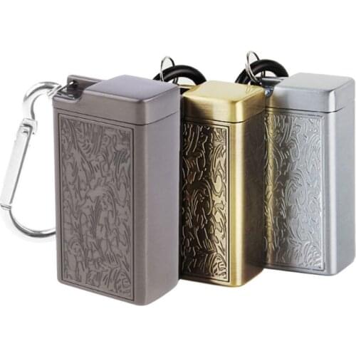 Smoke Tray Mini Portable Ashtray Outdoor Keychain Metal Pocket Holder E56D