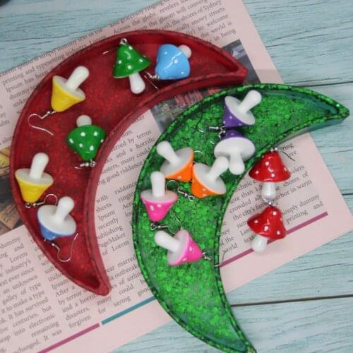 Chic Tray Resin Silicone Mold Moon Shape Plate Dish Crystal Glue Casting Mould Handmade Concrete Craft Making Tool Home Decor