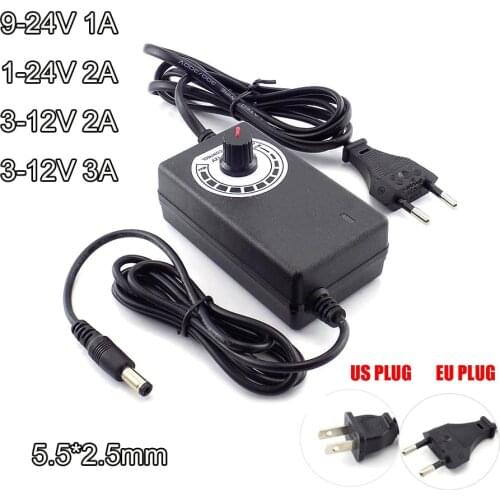 AC/DC AC 100-220V to DC 9-24V 3-12V 2A 3A Adjustable Power Adapter with Switching Voltage Regulated Universal Power Supply