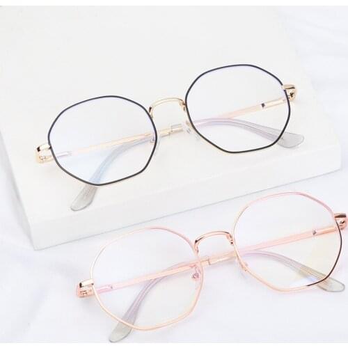 Vintage Anti Blue light Glasses Frame Round Men Women Myopia Optical Mirror Lens Simple Metal Octagon Frames Clear Eyewear