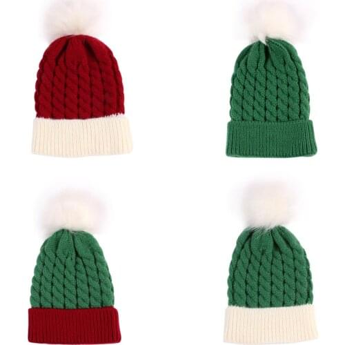 Toddler Baby Christmas Beanie Cap Classic Color Winter Warm Crochet Knitted Hat for Boys and Girls