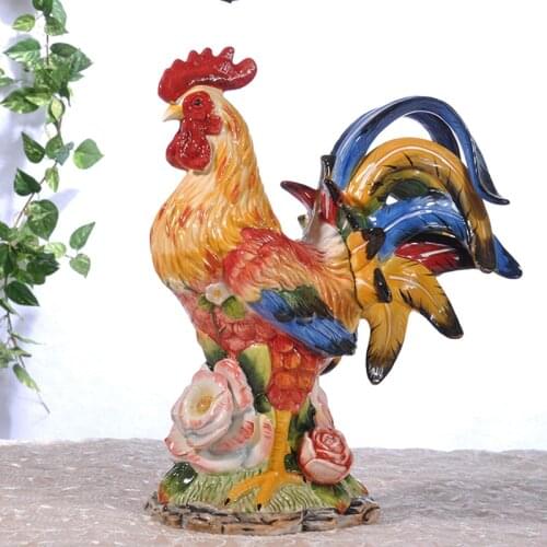 WSHYUFEI Lucky cock Decoration Animal statue high quality ceramic crafts Office Coffee Accessories Wedding new home gift
