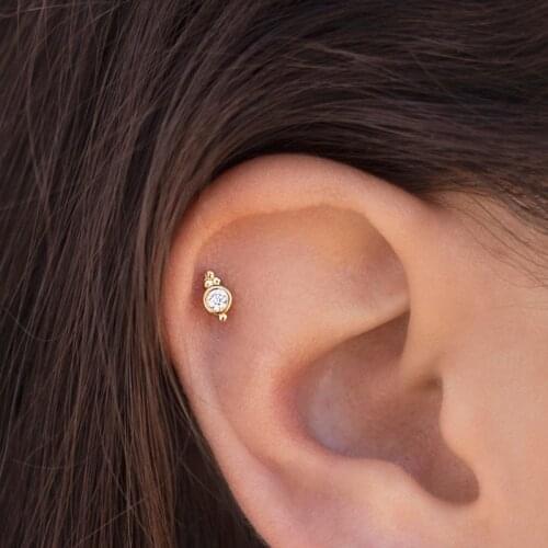 WTLTC 925 Sterling Sliver Mini Tiny Beaded Stud Earrings Simple Small Balls Ear Post Earrings CZ Helix Cartilage Earrings Studs