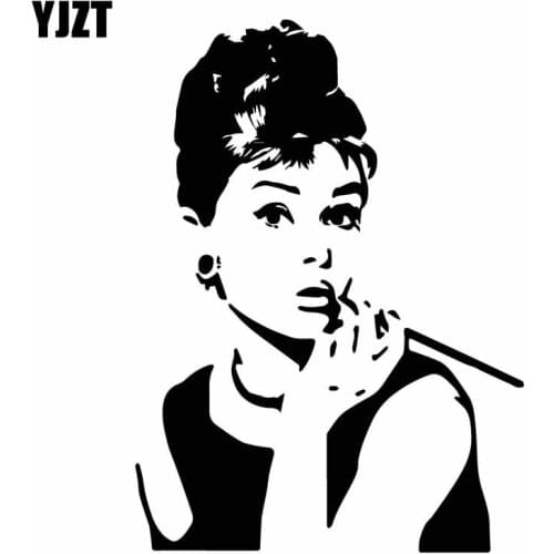 YJZT 11.3CM*15.5CM Fashion Insider Audrey Hepburn Car Sticker Elegant Deco Vinyl Decal Delicate Black/Silver C27-0201