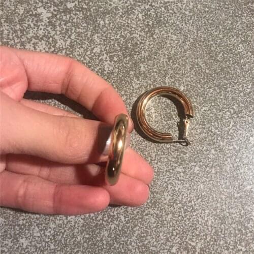 Casual Women Earrings Gold Color Plating 4mm Thickness Small Hoop Light Weight Feminist Daily Basic Simple Decoration Accessory