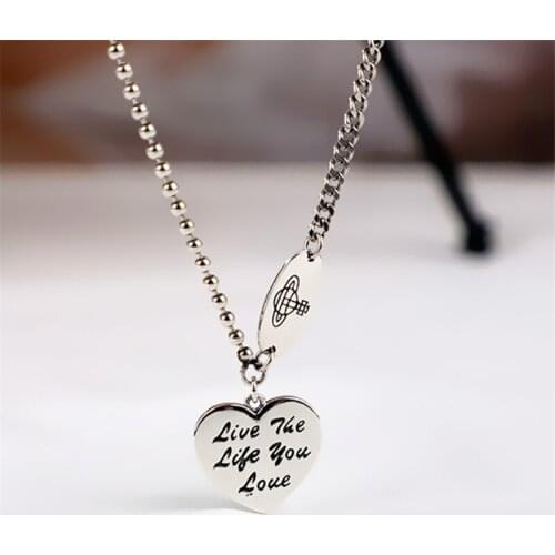 New Design Rock Choker Gothic Baroque Heart Letter Love You Necklaces Tibetan Planet Chain Choker Necklace for Women Girl