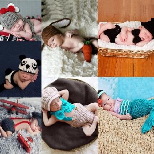 1 set 9 Model Optional Newborn Photography Props Knitted Photo Accessorie Unisex Costume