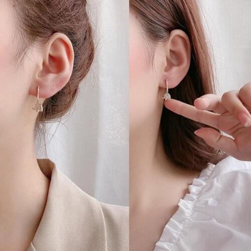 1 Pair Fashion Geometric Circle Square Pearl Zircon Ear Studs Cute Elephant Deer Pendant Round Sharp Earrings Women Jewelry gift