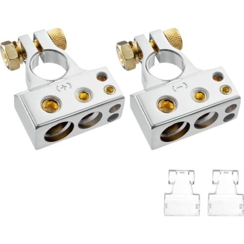 1 Pair Positive Negative Car Battery Post Clamp 2/4/8/10 AWG Car Battery Terminal Connectors Kit Suitable for Most Types of Cars