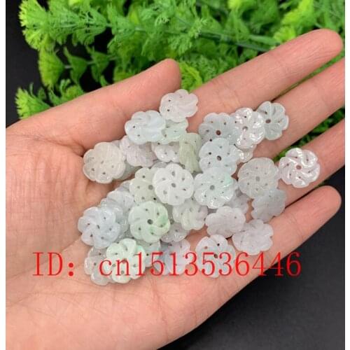 10PC DIY Natural Emerald Carved Hollow flowers Bracelet Necklace Jewellery Fashion Accessories Hand-Carved Man Woman Amulet Gift