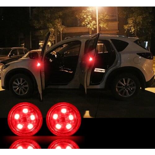 2pcs Flashing LED Warning Lamp Auto Strobe Traffic Light Install Car Door Lights Anti Collision Magnetic Control Red Yellow Blue