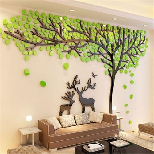 Elk Tree 3D Stereo Acrylic Wall Stickers Living Room Sofa TV Background Sticker Creative DIY Wall Home Decoration Christmas Gift
