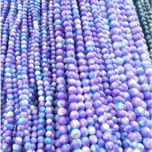4MM 6MM 8MM 10MM 12MM Natural Purple Green Rainbow Stones Round Spacer Loose Beads For Necklace Bracelet Charms Jewelry Making