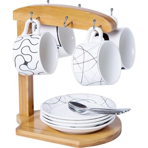 Bamboo Cup Holder Tea Mug Storage Rack Saucer Display Organizer Kitchen Plate Stand (without Cups)