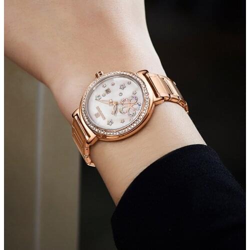 New NAVIFORCE Watch Women Fashion Casual Waterproof Calandder Quartz Ladies Dress Rose Gold Watches Mesh Belt Relogio Feminino