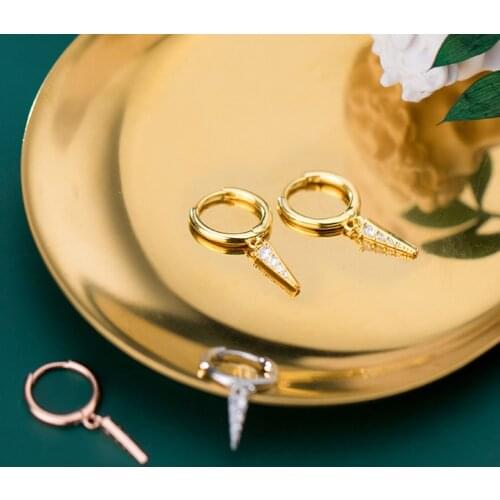 COLUSIWEI Authentic 925 Sterling Silver Triangle Hoop Earrings for Women Shinty Clear CZ Rose Gold Color Jewelry 2020 New