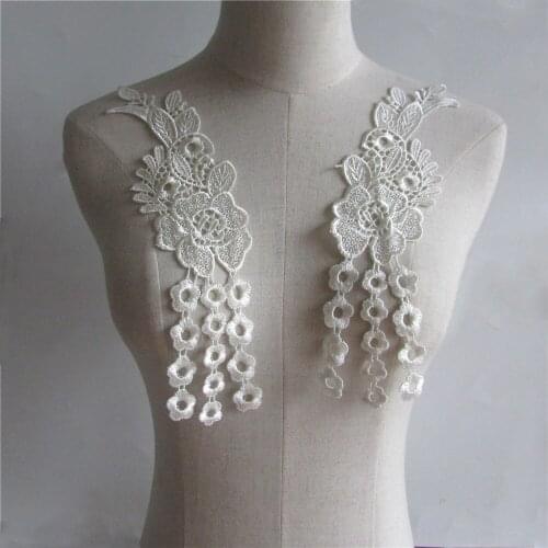 Ladies black and white lace chest applique fabric embroidery fake collar DIY craft supplies material accessories 1 pair for sale