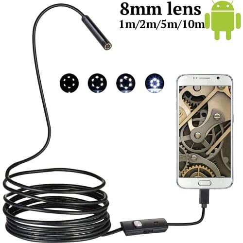 HD 8MM OTG Android Endoscope Camera 1M/10M Video Endoscope Borescope Inspection Camera Windows USB Endoscope for Car