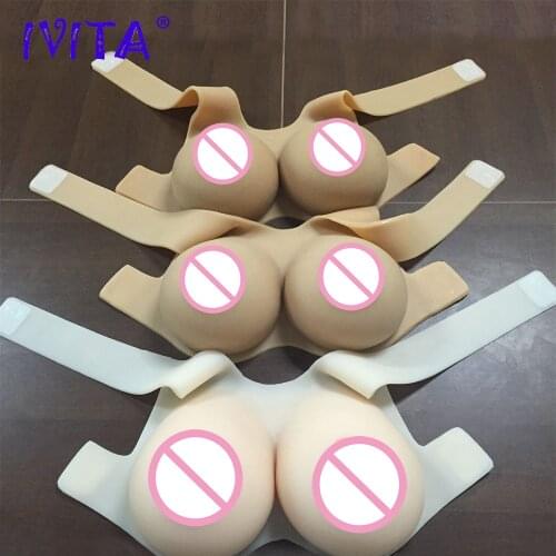 IVITA 18KG Huge Realistic Silicone Breast Forms Hot Sale Fake Boobs with Straps For Crossdresser Transgender Drag Queen Shemale