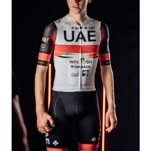 UAE 2021 Team Cycling Racing Jersey Maillot Summer Mens Road Cycling Bib Gel Shorts Kit Ciclismo Short Sleeve Men Full