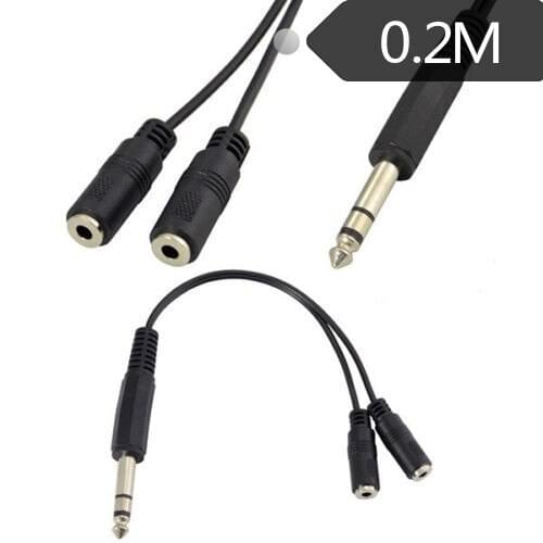 Short Audio Extension Cable 6.35mm Male to 2 x 3.5mm Female Spiltter Stereo Cord