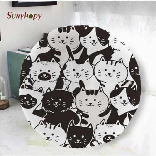 Cat Round Decorative Cushion Cover Home Decor Peach Skin Pillowcase For Sofa 40cm50cm60cm In Diameter-WJY
