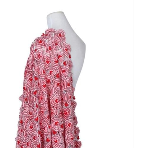 Good Love heart-shaped Embroideried Lace Fabric Hollow Polyester Lace Fabric Quilting Patchwork Sewing Material DIY Women Dress