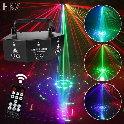 Hot 9 Eyes DJ RGB Laser Strobe 2 In 1 Light Remote Control Image Lines Beam Scans For Dance Bar Home Party Disco Effect Lighting