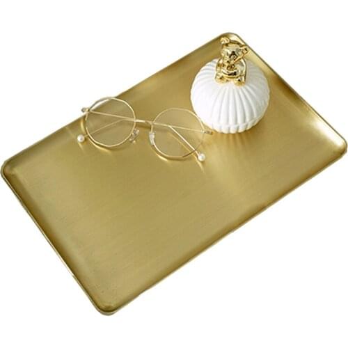 Tray For Tea Set Brass Fruit Plate Livingroom Hotel Tea Table Useful Rectangle Saucer Receiving Disk Fruit Plate European Style