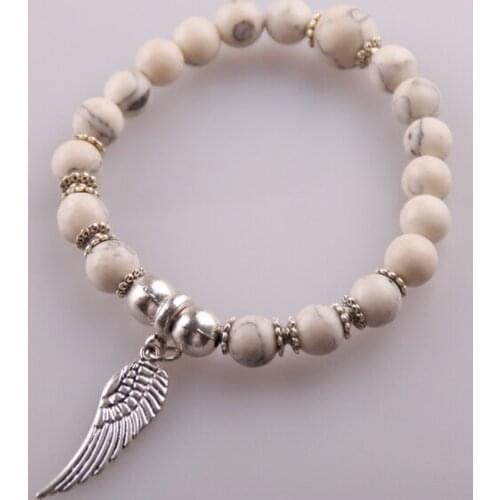 MOODPC Wholesale 8mm &10mm natual semi precious energy stone swing charm bracelets for white,black,lava,pink etc bead bracelet