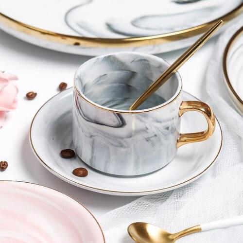 MT Nordic Light luxury gift box coffee cup ceramic creative personality trend coffee cup with spoon office couple water cup