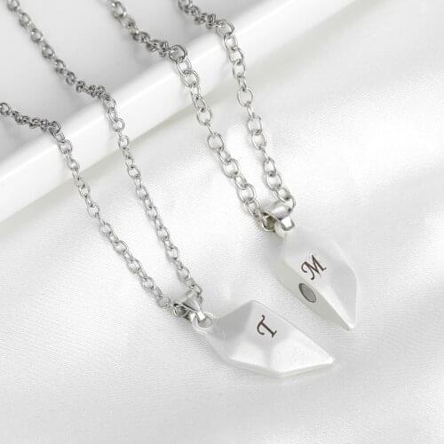 Multi-faceted Charm Necklace Creative Carving Magnetic Heart Pendant Couple Lucky Stone Valentines Day Gift