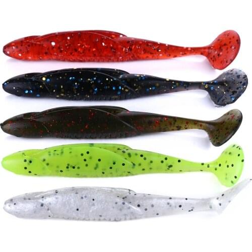 HENGJIA 6pcs/lot Soft Lure 95mm/6g Worm Handmade Soft Fish Fishing Lure Manual Silicone T-Tail Swimbait leurre souple shad Bass
