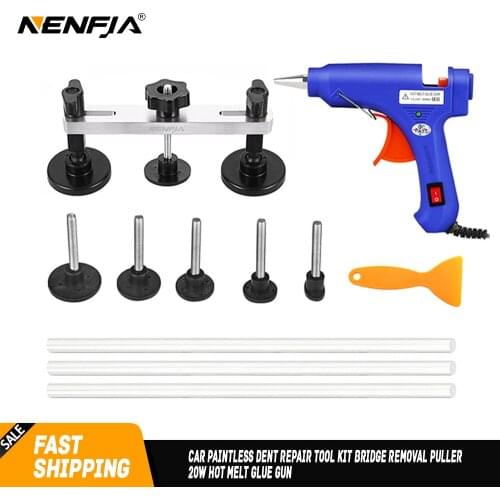 NENFIX Paintless Dent Repair Tool kit Bridge Removal Puller 20W Hot Melt Glue Stick Glue Dent Tab Car Body Repair DIY Hand Tool